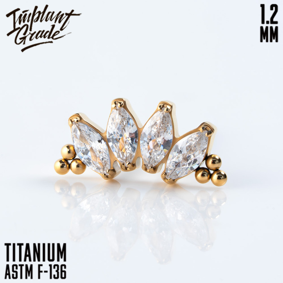 Накрутка NEW 4K Marquise Bead Gold IG 1.2 мм титан