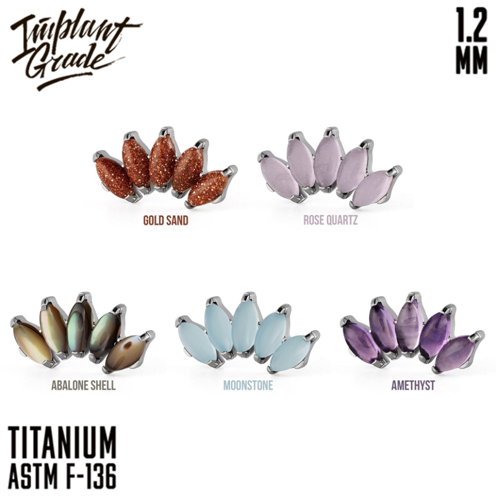 Накрутка-кластер 5K Marquise Natural Stone IG 1.2 мм титан 