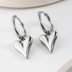 Серьги Drop Heart сталь