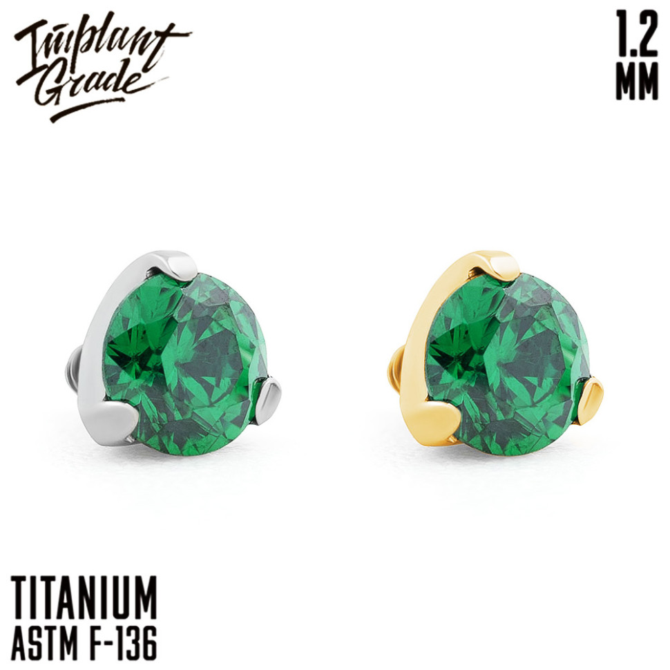 Накрутка Фианит Emerald IG 1.2 мм титан