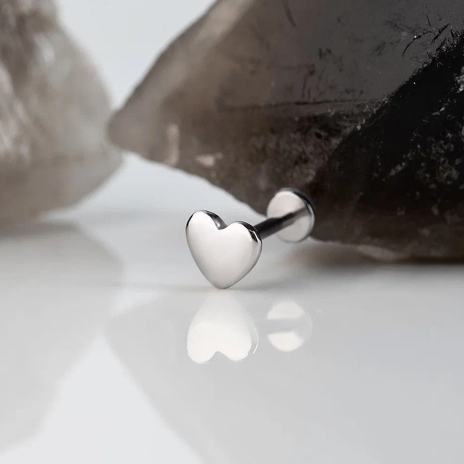 Лабрет 3D Heart Сталь 