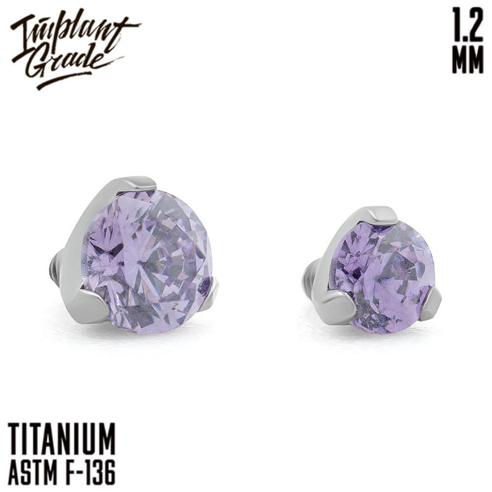 Накрутка Фианит Amethyst IG 1.2 мм титан