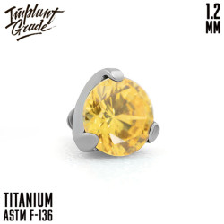 Накрутка Фианит Yellow IG 1.2 мм титан