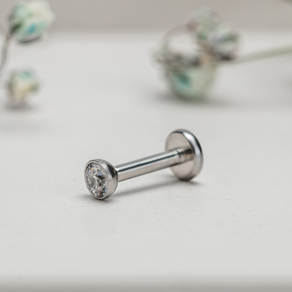 Лабрет с кристаллом 1.2 мм сталь