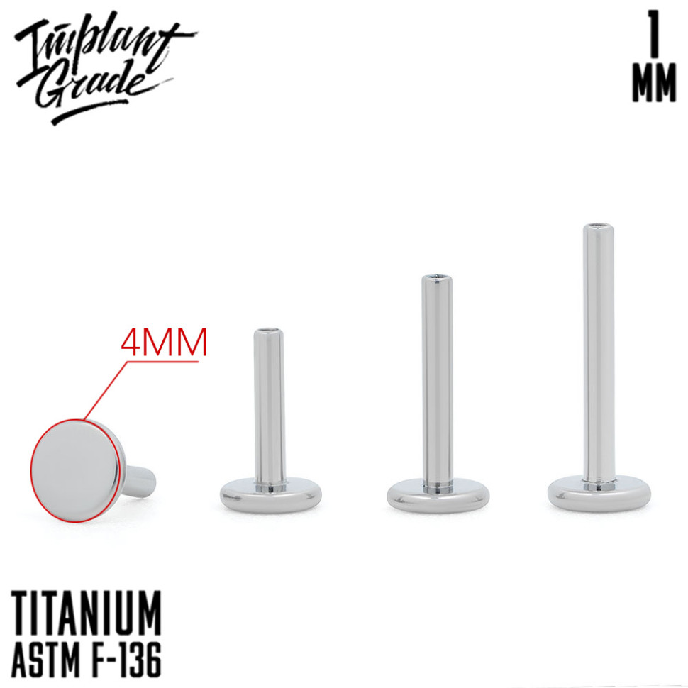 Ножка лабрета IG 1 мм титан, основа 4 мм