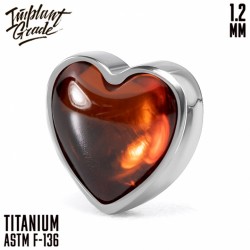 Накрутка Heart Red Amber IG 1.2 мм титан