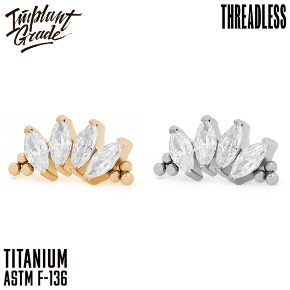 Топ 4K Bead Marquise Безрезьбовой IG титан